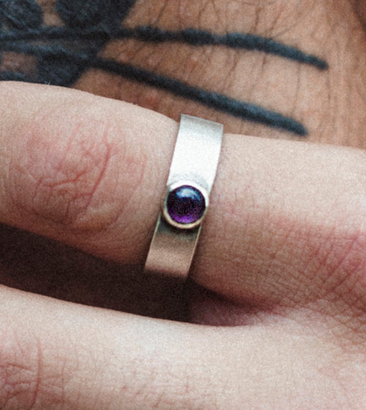 Silver Band and Amethyst