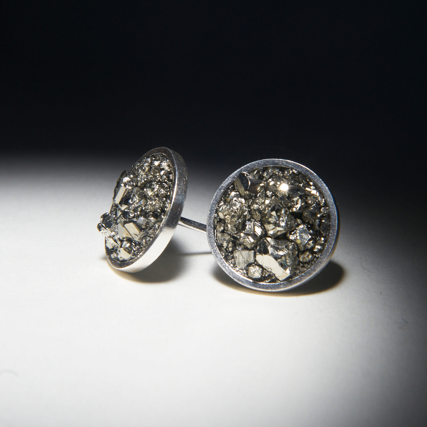 Pyrite button earring