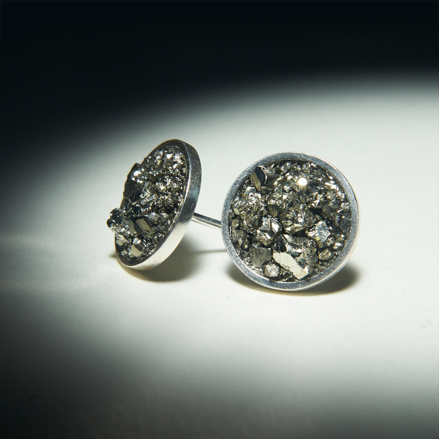 Pyrite button earring